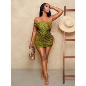 Green mini dress